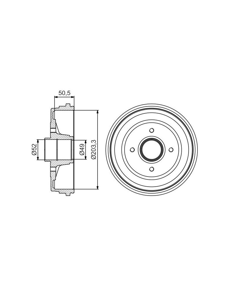 Tambour de frein BOSCH Ref : 0 986 477 206 | Mongrossisteauto.com