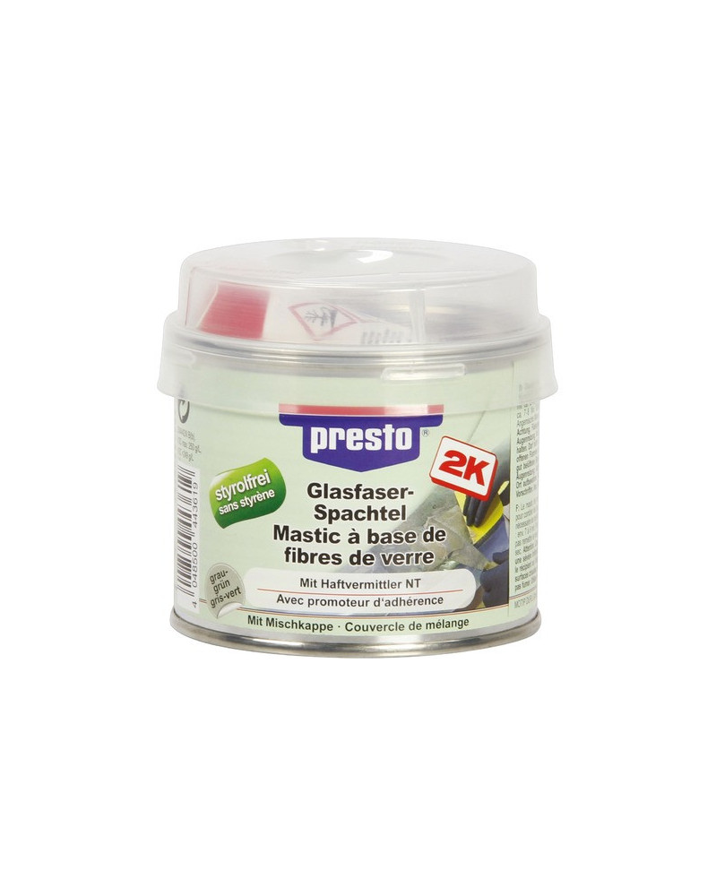Mastic de rebouchage, (fibre verre + durcisseur) 250g - Presto | Mongrossisteauto.com Mastic de rebouchage, (fibre verre + durcisseur) 250g - Presto | Mongrossisteauto.com