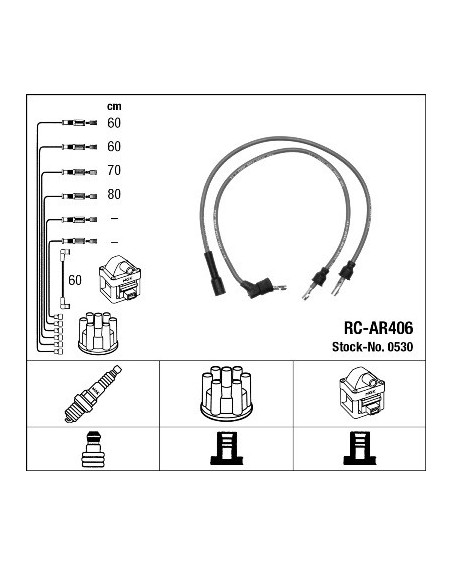 Kit De Câbles D'allumage NGK 0810 - 4 Conduites - Neuf Pour Moteur Essence