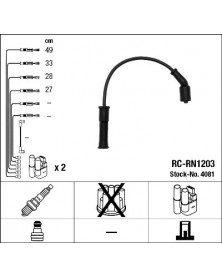 Schéma kit de câbles d'allumage 4081 NGK adaptable RENAULT | Mongrossisteauto.com