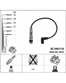 Schéma kit de câbles d'allumage 44316 NGK adaptable VAG | Mongrossisteauto.com