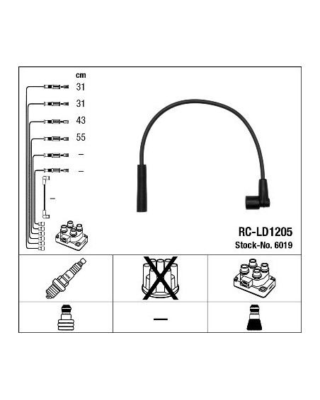 NGK 44278 Kit De Câbles D'Allumage Compatible Renault Twingo Clio - Haute Performance