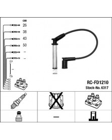 Schéma kit de câbles d'allumage 6317 NGK adaptable FORD | Mongrossisteauto.com