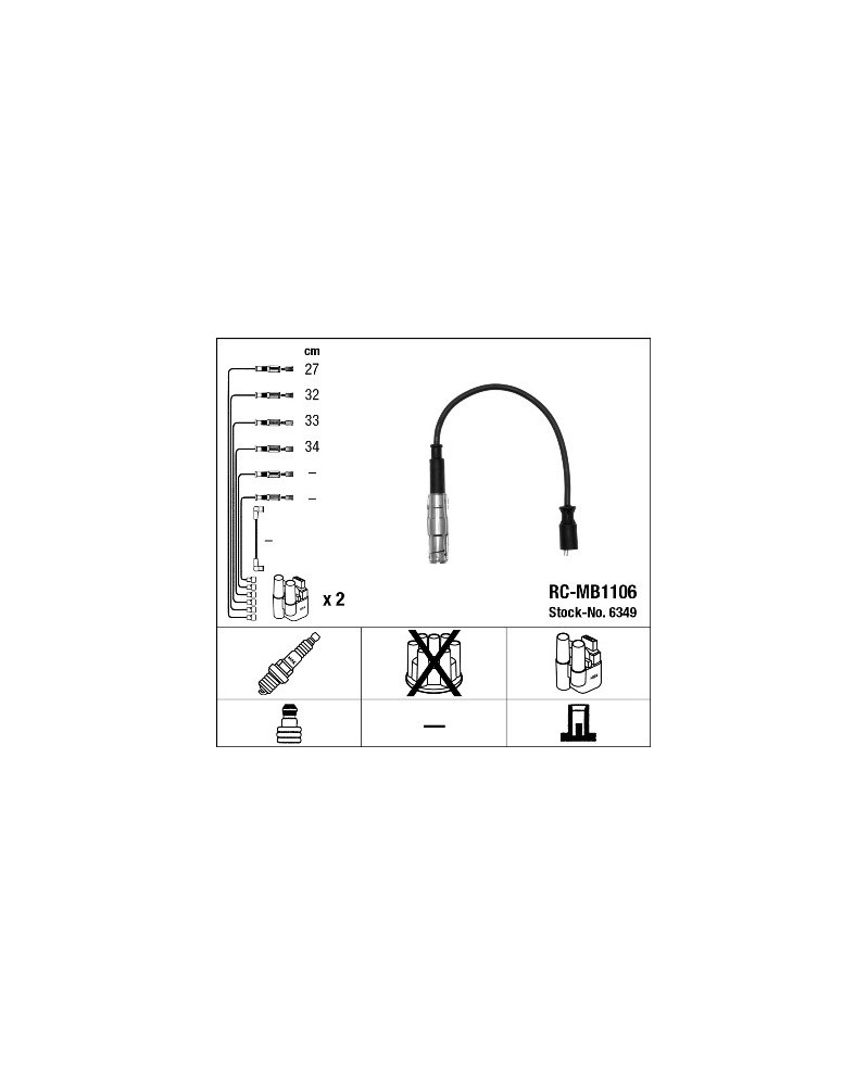 Kit de câbles d'allumage NGK Ref : 6349 | Mongrossisteauto.com