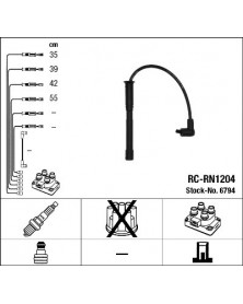 Schéma kit de câbles d'allumage 6794 NGK adaptable RENAULT | Mongrossisteauto.com