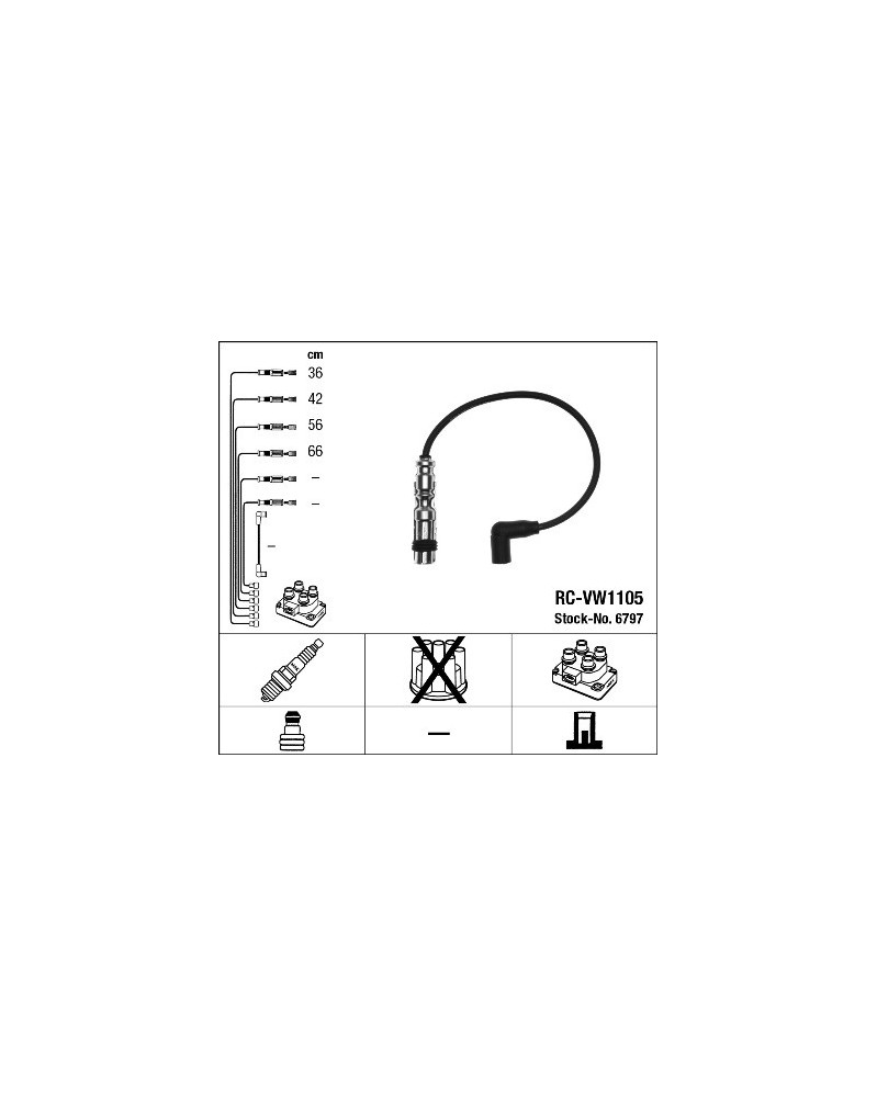 Kit de câbles d'allumage NGK Ref : 6797 | Mongrossisteauto.com