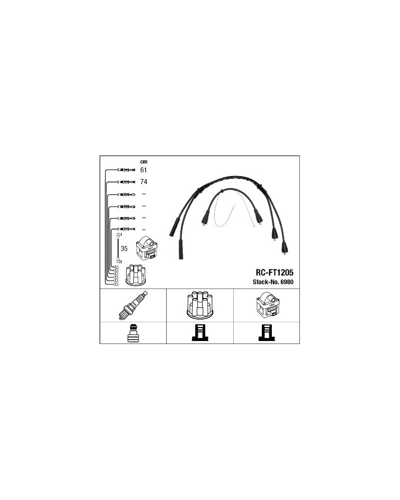 Kit de câbles d'allumage NGK Ref : 6980 | Mongrossisteauto.com