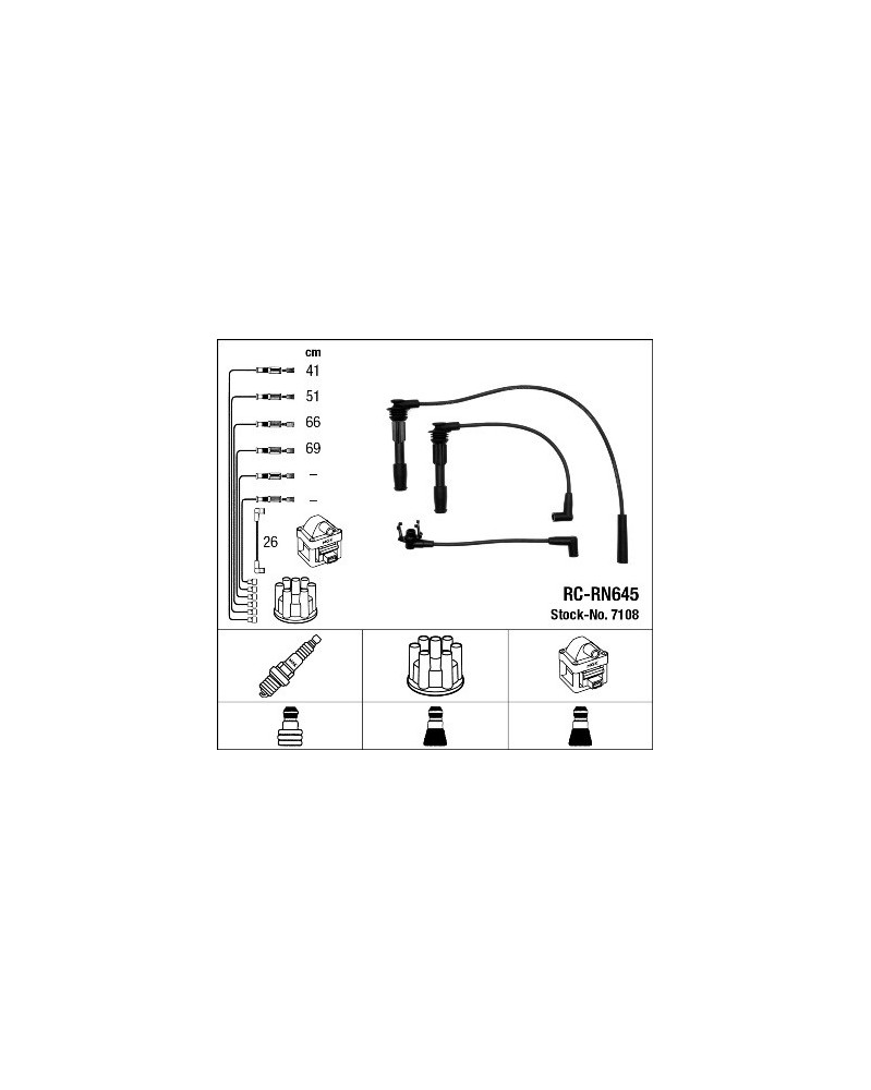 Kit de câbles d'allumage NGK Ref : 7108 | Mongrossisteauto.com