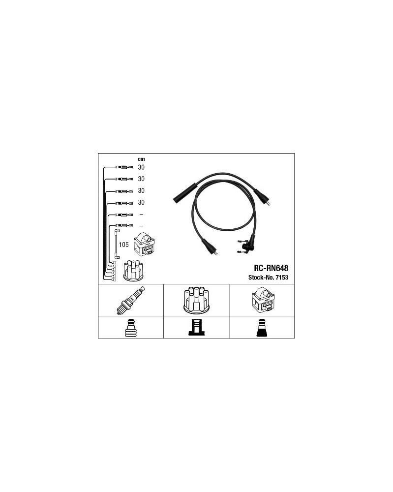 Kit de câbles d'allumage NGK Ref : 7153 | Mongrossisteauto.com