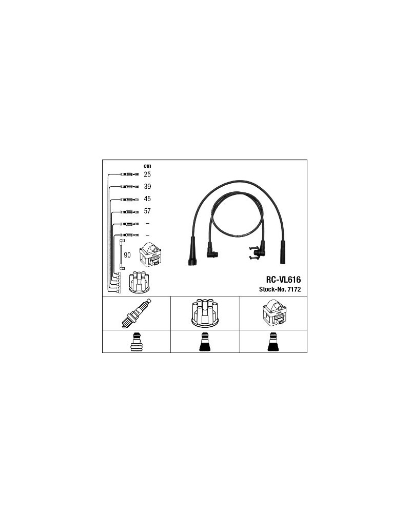 Kit de câbles d'allumage NGK Ref : 7172 | Mongrossisteauto.com