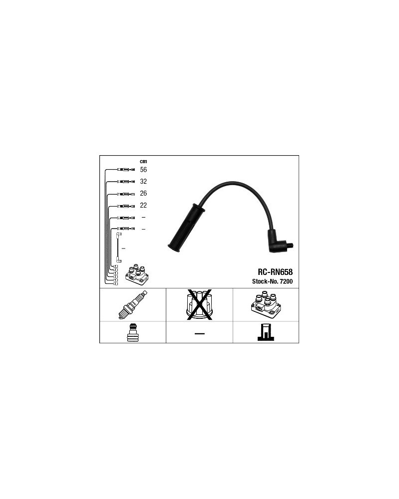 Kit de câbles d'allumage NGK Ref : 7200 | Mongrossisteauto.com