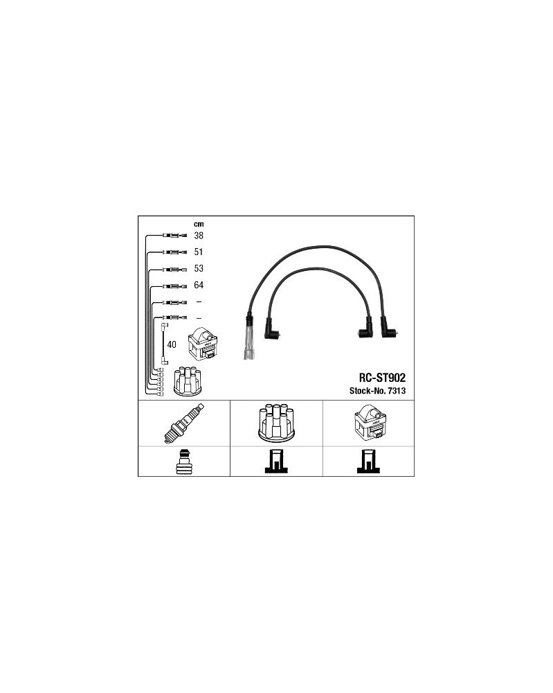 Kit de câbles d'allumage NGK Ref : 7313 | Mongrossisteauto.com