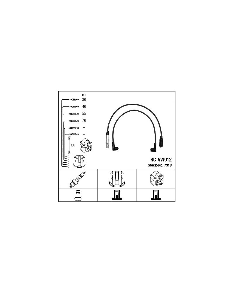 Kit de câbles d'allumage NGK Ref : 7318 | Mongrossisteauto.com