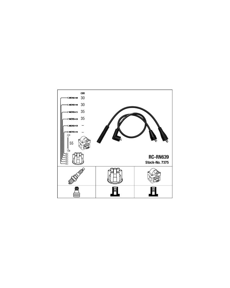 Kit de câbles d'allumage NGK Ref : 7375 | Mongrossisteauto.com