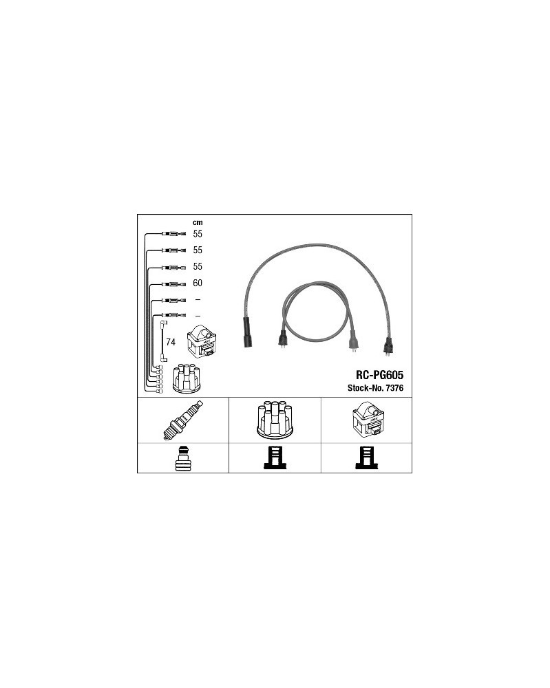 Kit de câbles d'allumage NGK Ref : 7376 | Mongrossisteauto.com