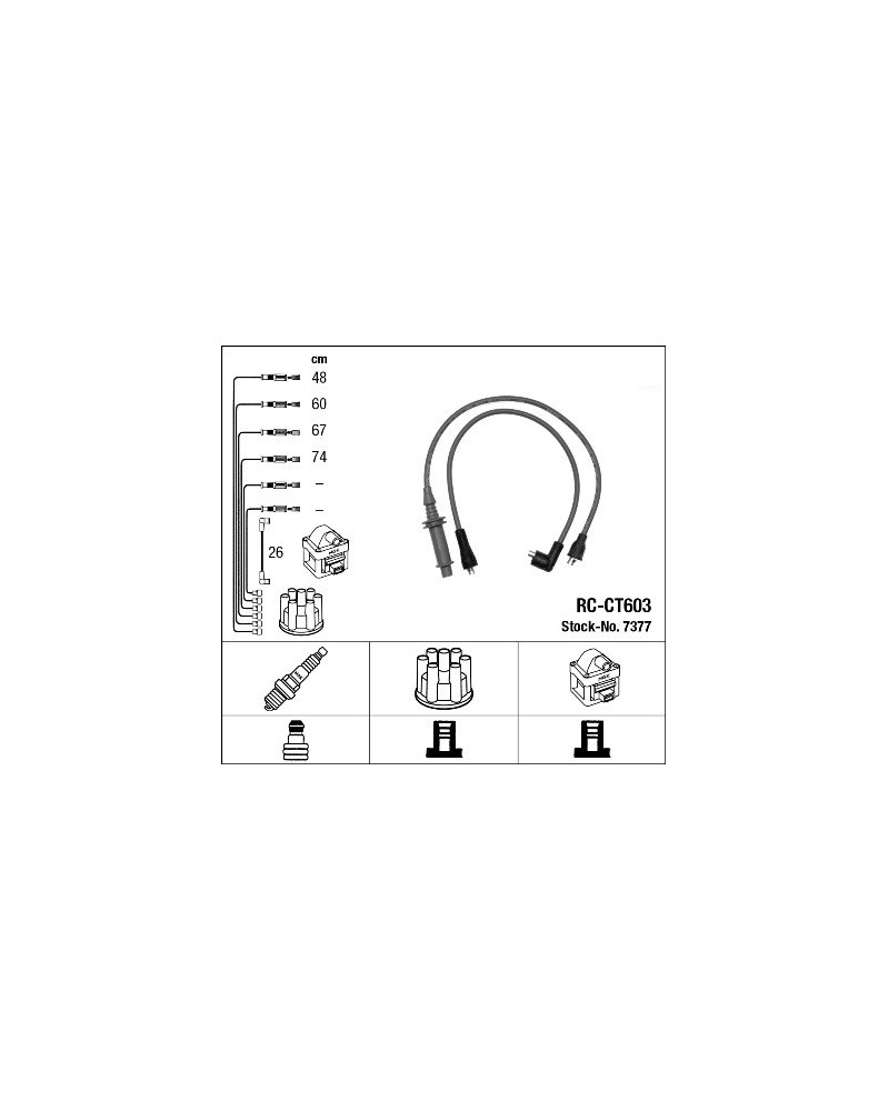 Kit de câbles d'allumage NGK Ref : 7377 | Mongrossisteauto.com