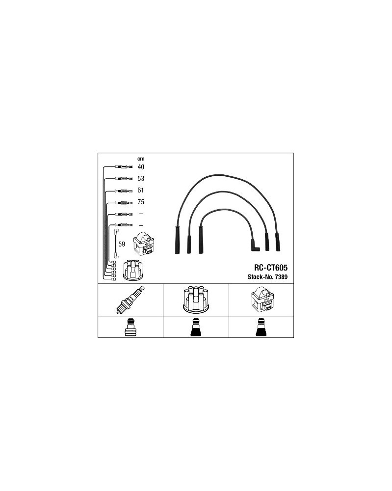 Kit de câbles d'allumage NGK Ref : 7389 | Mongrossisteauto.com