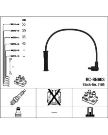 Schéma kit de câbles d'allumage 8185 NGK adaptable RENAULT | Mongrossisteauto.com