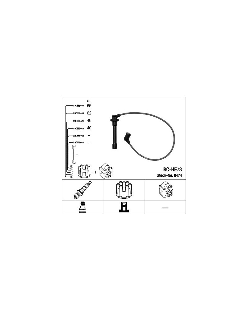 Kit de câbles d'allumage NGK Ref : 8474 adaptable HONDA | Mongrossisteauto.com