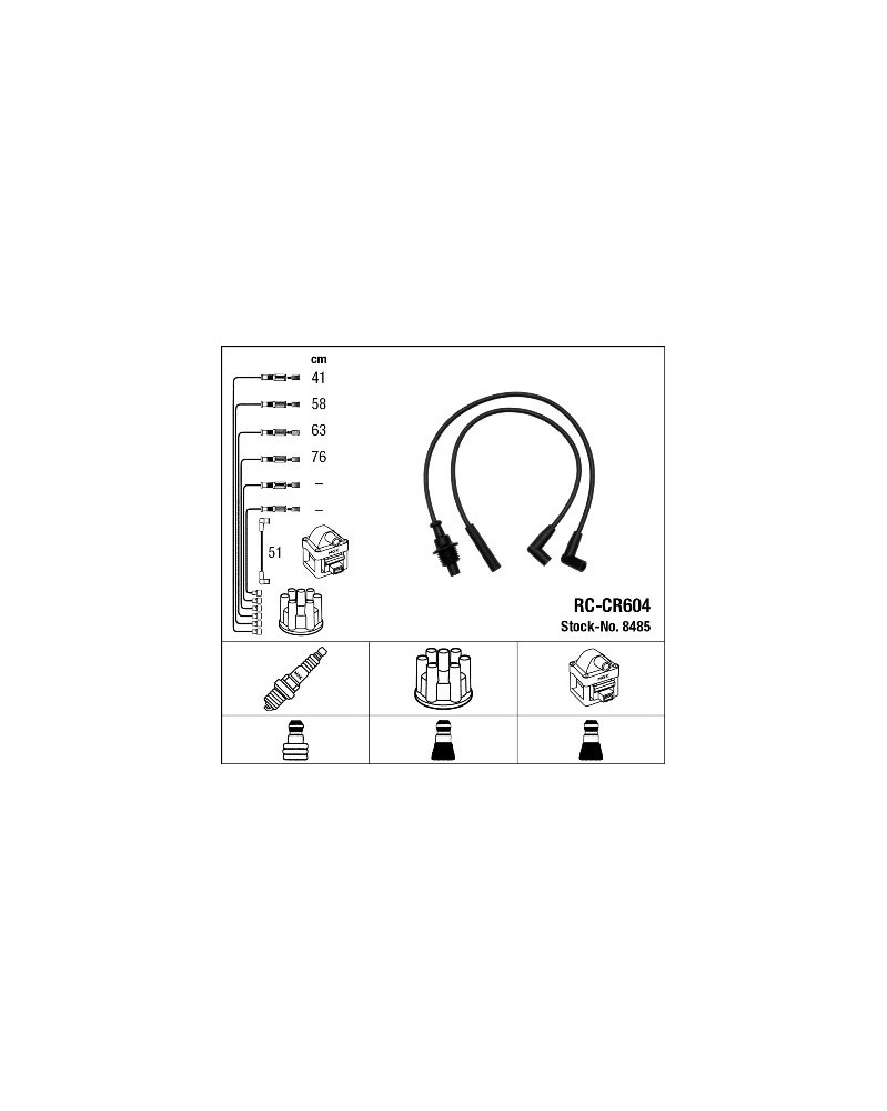 44278 NGK RC-RN1311 Kit de câbles d'allumage Nombre de conduites