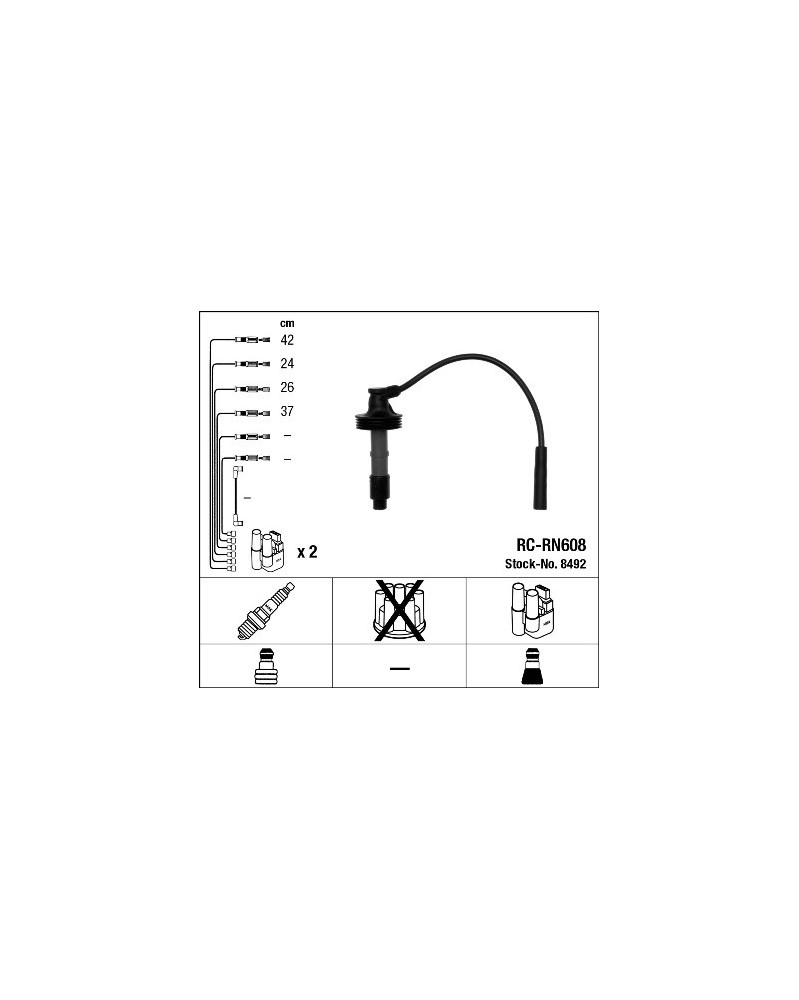 Kit de câbles d'allumage NGK Ref : 8492 adaptable RENAULT VOLVO DACIA | Mongrossisteauto.com