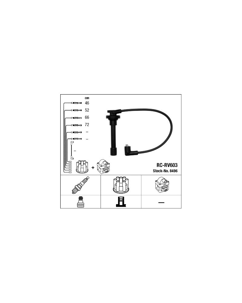Kit de câbles d'allumage NGK Ref : 8496 adaptable HONDA ROVER | Mongrossisteauto.com