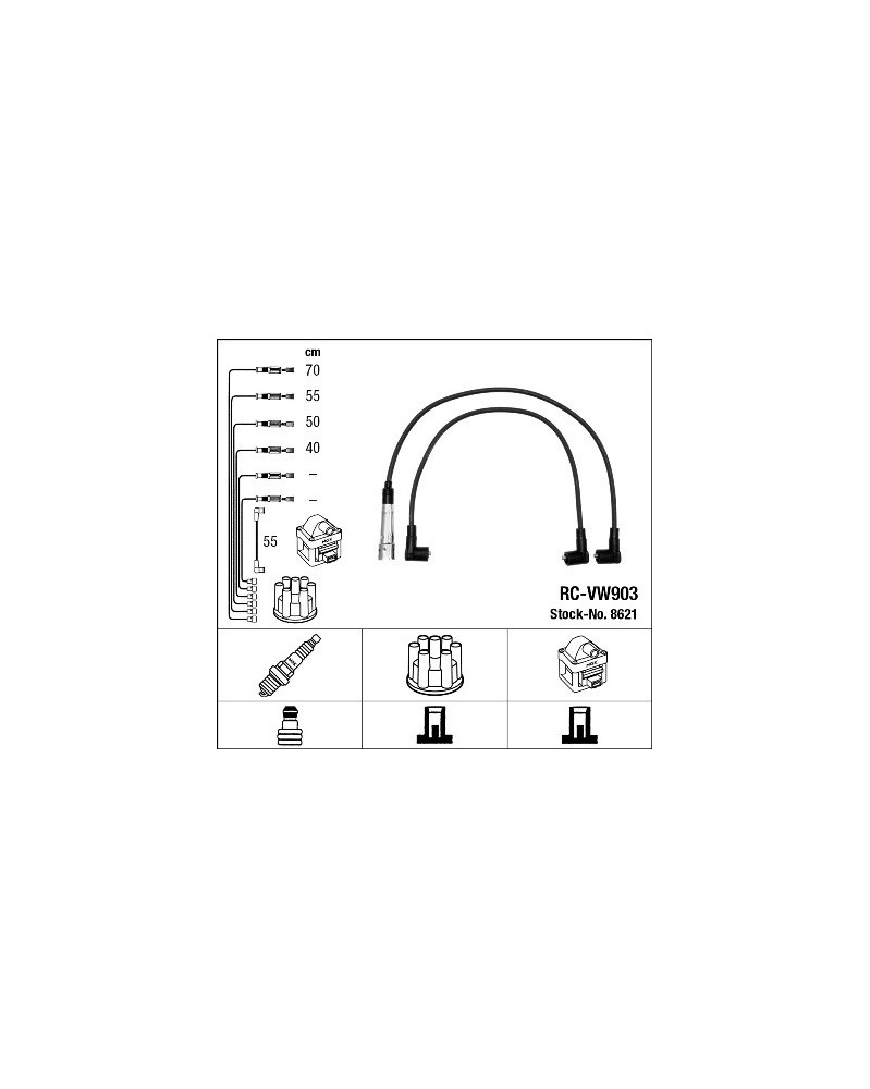 Kit de câbles d'allumage NGK Ref : 8621 adaptable VAG | Mongrossisteauto.com