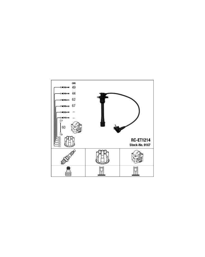 NGK 44278 Kit de câbles d'allumage Nombre de conduites: 4 RC