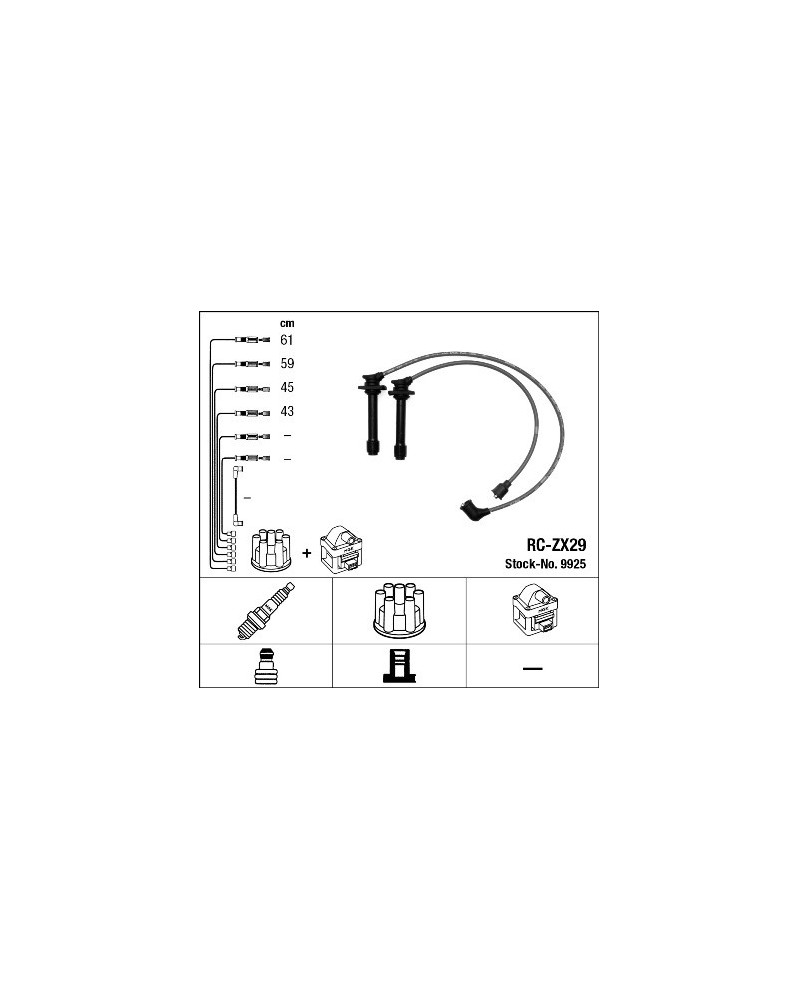 Kit de câbles d'allumage NGK Ref : 9925 adaptable MAZDA | Mongrossisteauto.com