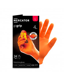 Gants nitrile, orange, taille M, x4 - MERCATOR | Mongrossisteauto.com