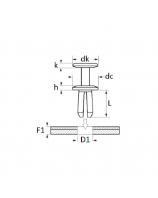 Rivet plastique, pare boue et carter d’aile, ø6,3 mm à 7,5 mm, x10 - Restagraf | Mongrossisteauto.com