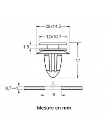 Agrafe de Moulure, Ceinture de Caisse, 8 mm, 100 pcs - Restagraf | Mongrossisteauto.com