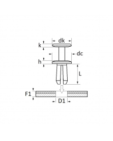 Rivet plastique, bouclier, ø8 mm à 8.2 mm, x12 - Restagraf | Mongrossisteauto.com