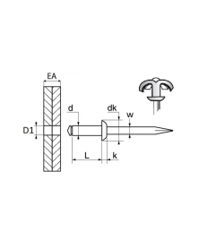 Rivet épanoui, alu, ø4.8 mm x 30 mm, x38 - Restagraf | Mongrossisteauto.com