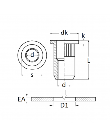 Écrou à sertir, M8-1.25, 0.5-3 mm, 20pcs - Restagraf | Mongrossisteauto.com