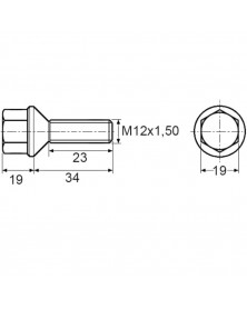 Vis de roue m12-1.50 x 23 mm jante tôle et aluminium - Restagraf | Mongrossisteauto.com