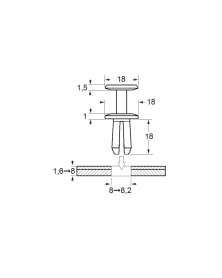 Rivets plastiques, bouclier et grille de baie d'auvent, ø 8,2 mm, 8 pcs - Restagraf  | Mongrossisteauto.com