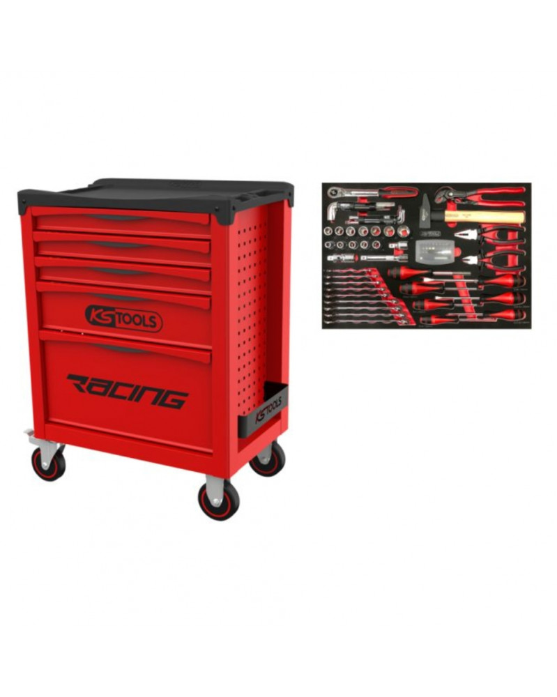 Servante atelier, Racing, 5 tiroirs + 84 outils inclus - KSTOOLS | Mongrossisteauto.com