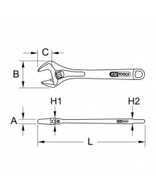 Clé à molette 8”, L.200 mm - Kstools | Mongrossisteauto.com