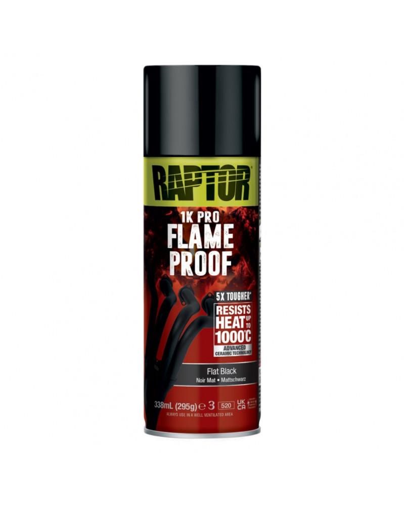 Peinture ignifuge, noir mat, 338 ml - Raptor | Mongrossisteauto.com