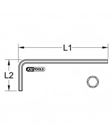 Clé mâle brunie courte, 6 pans, 6 mm, (réf : 151.2606) - KS TOOLS l Mongrossisteauto.com