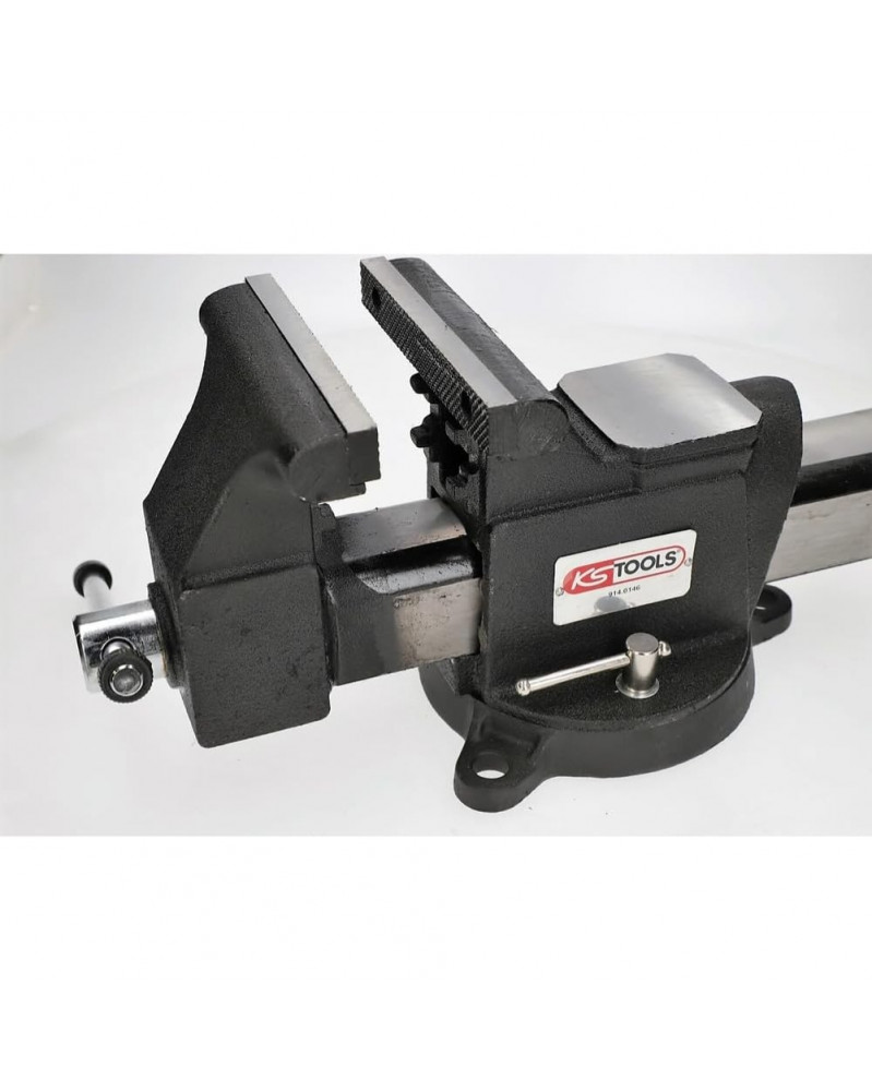 Étau à Mors Parallèles KS TOOLS 150mm - Acier Trempé - Base Tournante - Pour Atelier - 13.2kg