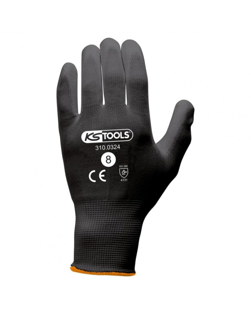 Gants microfibre, noir, T8, 12 paires - Kstools | Mongrossisteauto.com