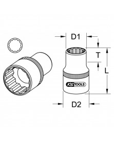 Douille 12 pans ULTIMATE ½”, 20 mm  (922.1620) - KS TOOLS  | Mongrossisteauto.com
