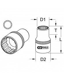 Douille 12 pans ULTIMATE 1/2'', 34 mm (922.1634) - KS TOOLS | Mongrossisteauto.com