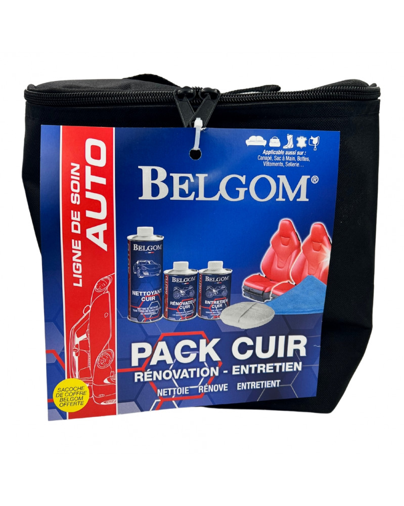 Kit entretien cuir voiture, rénovation cuir - Belgom | Mongrossisteauto.com