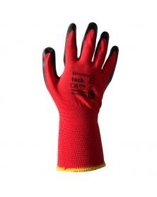Gants polyester, taille XL, rouge et noir, 12 paires - Mercator