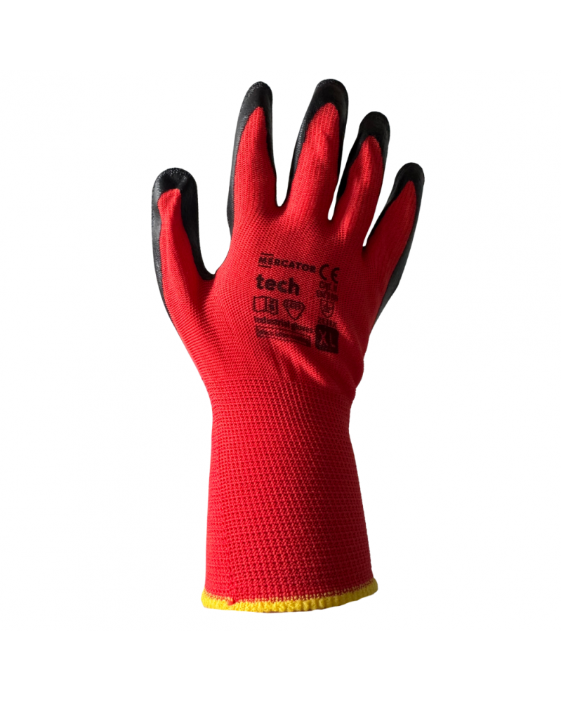 Gants polyester, taille XL, 12 paires, latex rouge - Mercator | Mongrossisteauto.com