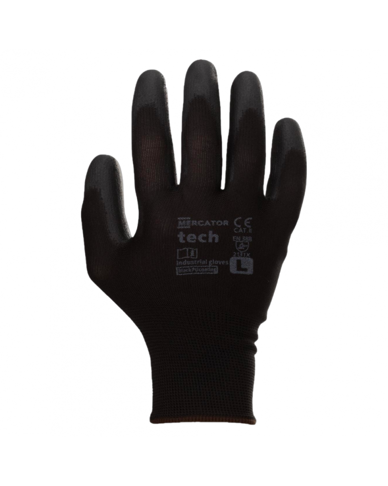 Gants polyester, taille L, noir, 12 paires - Mercator | Mongrossisteauto.com