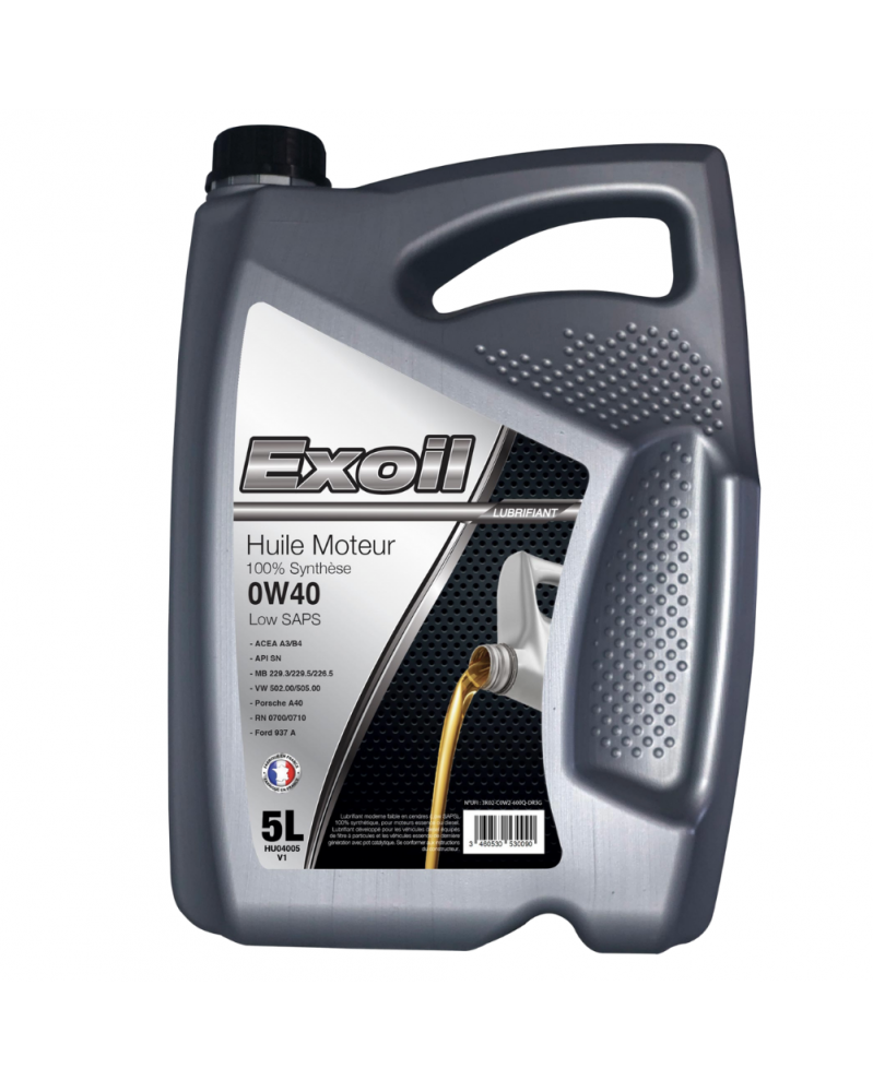 Huile moteur, 0W40 A3/B4, 5L - Exoil | Mongrossisteauto.com
